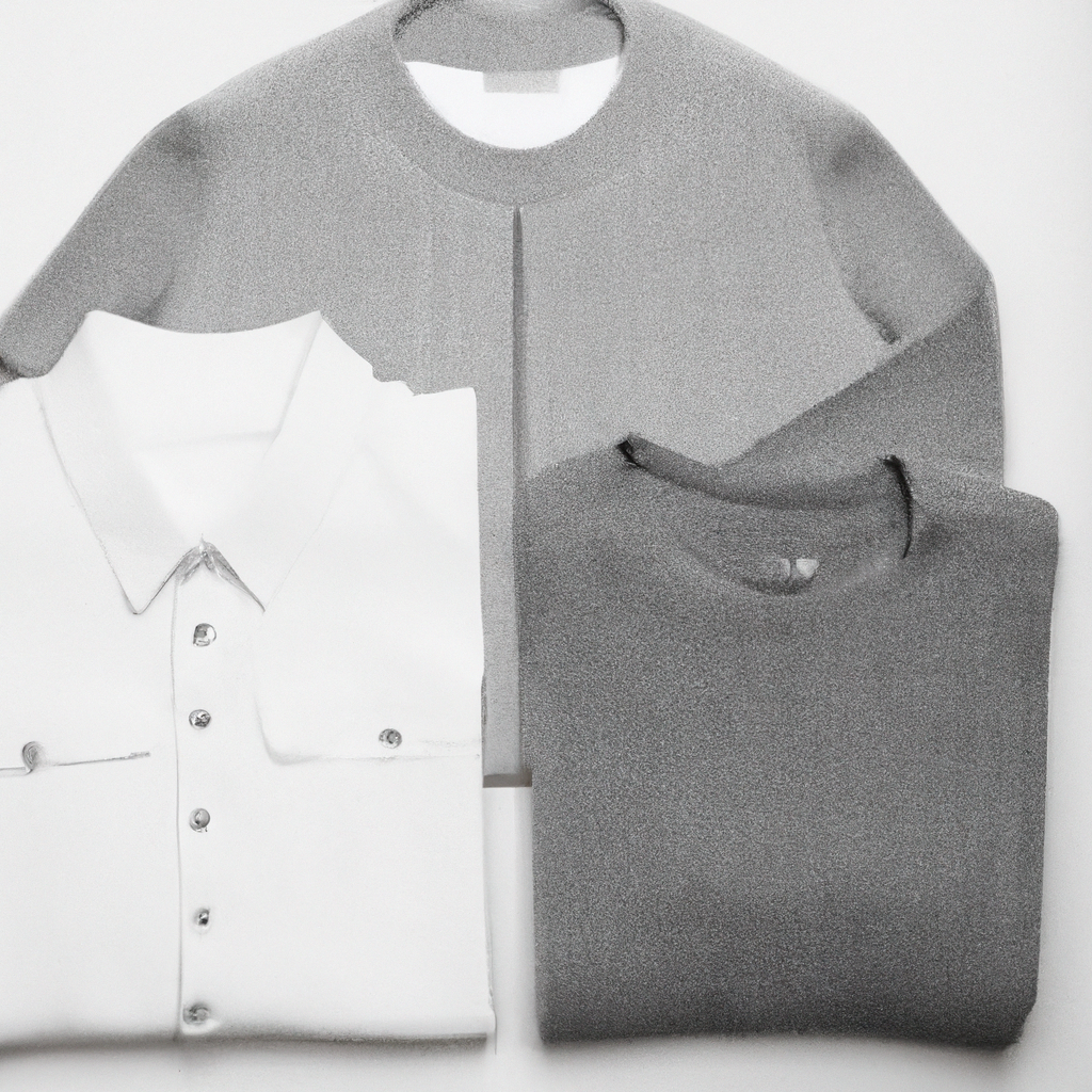 Elegant monochrome capsule wardrobe flat lay in soft diffused light, minimalist composition